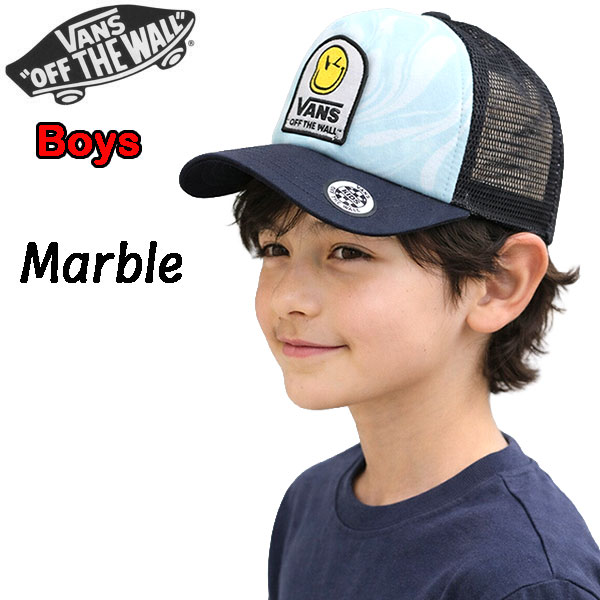 Vans Kids Cap, Marble Trucker Cap, Mesh Hat, Snapback, Children's, Smile Patch, USA Model, Sale