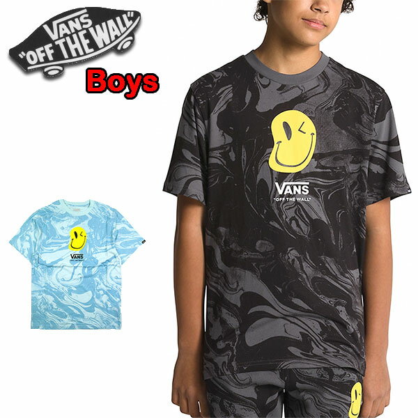 バンズ キッズ Tシャツ VANS ボーイズ BOYS MARBLE TEE ロゴ 半袖 ブランド 総柄 タイダイ 2023春夏