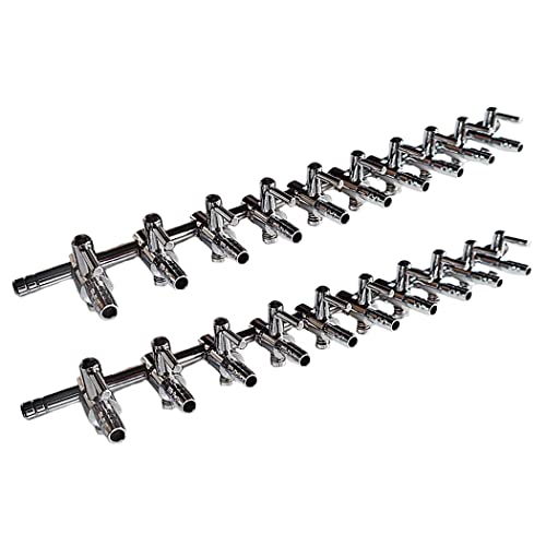 エアーコック 2個セット エアフロー 分岐管 水槽用 ステンレス鋼 空気ポンプ エアー調整 熱帯魚 金魚 メダカ エアバルブ (10分岐管 2個セット)のサムネイル