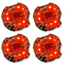 電飾 LED 回転 点滅 小型 4個セット ボタン電池 (CR1632対応) 磁気スイッチ ワイヤレス ライト 模型 ジオラマ フィギュア プラモデル 極小 磁石 (レッド)