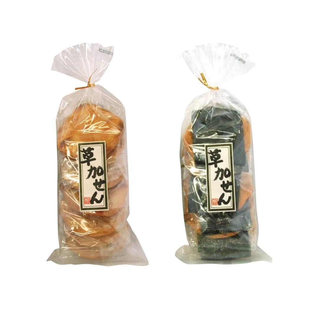 【ムソー 草加せん・醤油＆のり 2種食べ比べセット（計11枚／個包装）】 王道の「しょうゆ」と、国産焼きのりの磯の香りが楽しめる「のり」。人気の2種をそれぞれ1袋ずつ詰め合わせた食べ比べセットです。国産うるち米の生地を本醸造醤油で焼き上げた本格派。1枚ずつの個包装。 ■ しょうゆ（6枚）＋のり（5枚）の2種食べ比べ ■ 国産うるち米×本醸造醤油／国産焼きのり使用 ■ 1枚ずつ個包装の計11枚 【セット内容・仕様】 メーカー：ムソー株式会社／名称：米菓（草加せんべい） セット内容：しょうゆ6枚×1袋＋のり5枚×1袋（計11枚） 原材料名： 〈しょうゆ〉うるち米（国産）、本醸造醤油（小麦・大豆を含む）、麦芽糖、澱粉 〈のり〉うるち米（国産）、のり、本醸造醤油（小麦・大豆を含む）、麦芽糖、澱粉 アレルギー：小麦・大豆 ※本品製造工場ではごまを含む製品を製造しています 賞味期限：製造日より120日／保存方法：高温多湿・直射日光を避け常温保存／原産国：日本 ※開封後はお早めにお召し上がりください。