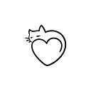 送料無料 にゃんこ はーと ステッカー 猫 cat heart カスタム キャット sticker