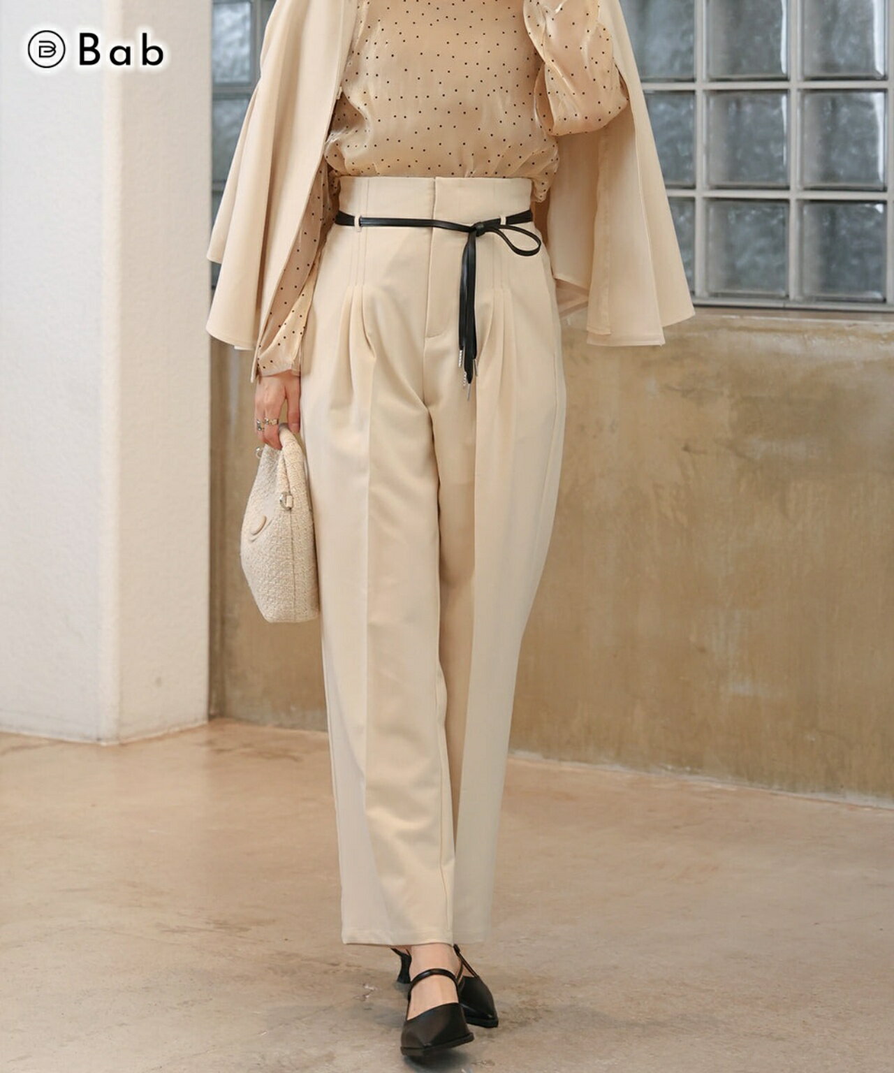 樂天商城 - Bab バブ 【オケージョン】high waisted slacks with belt レディース きれいめ おしゃれ 通勤 オフィス 20代 30代 40代 50代 60代