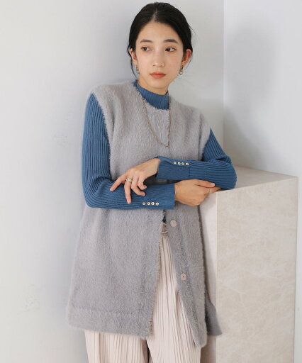 Bou Jeloud ブージュルード シャギー2wayニットジレ トップス ジレ レディース Bou Jeloud ブージュルード シャギー2wayニットジレ トップス ジレ レディース