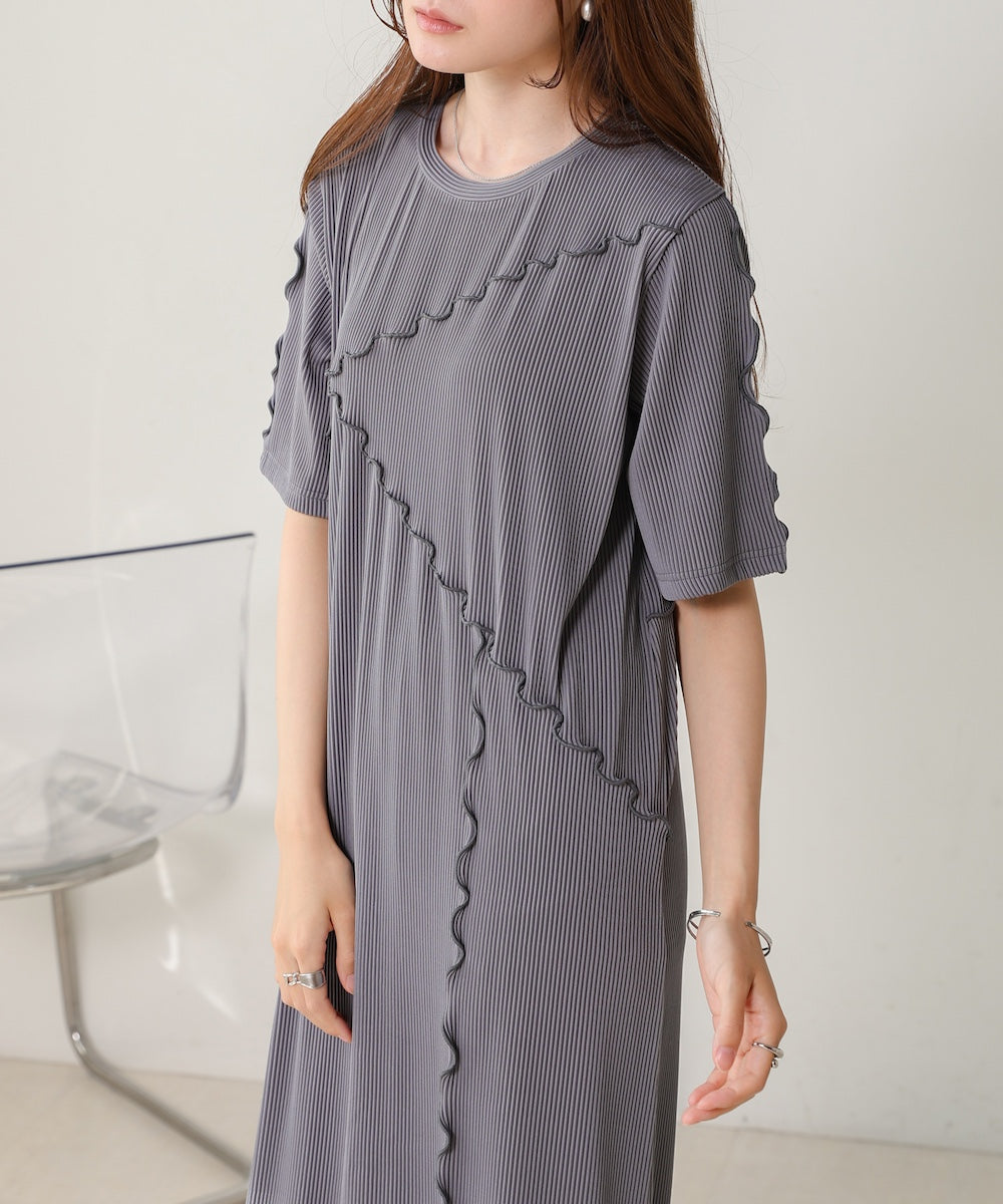 【期間限定40%OFF&ポイント5倍】Bab バブ mellow switching striped pleated ワンピース ワンピース レディース