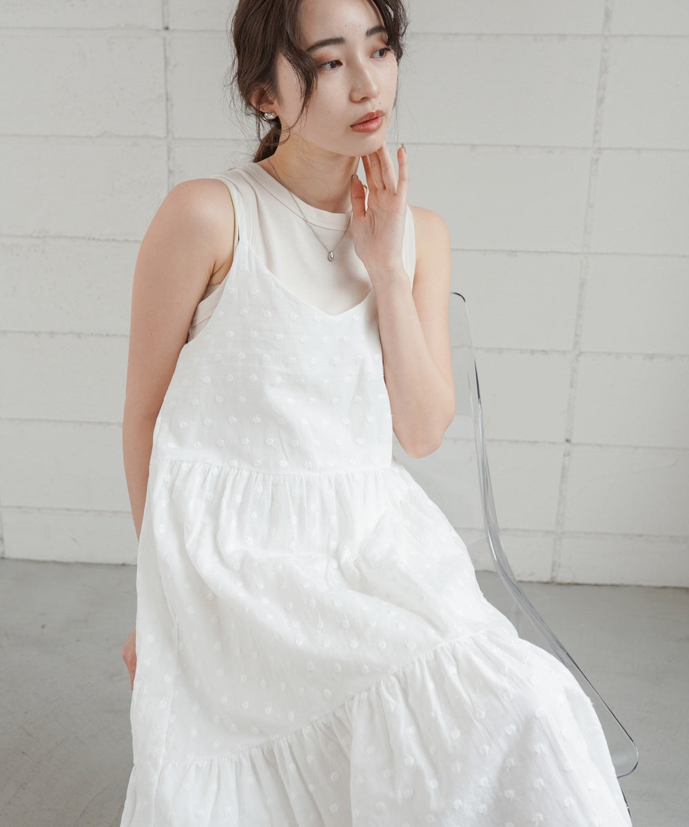 【30%OFF★11月26日9:59まで】Bab バブ ドットティアードキャミワンピース ワンピース レディース きれいめ おしゃれ 通勤 オフィス 20代 30代 40代 50代 60代