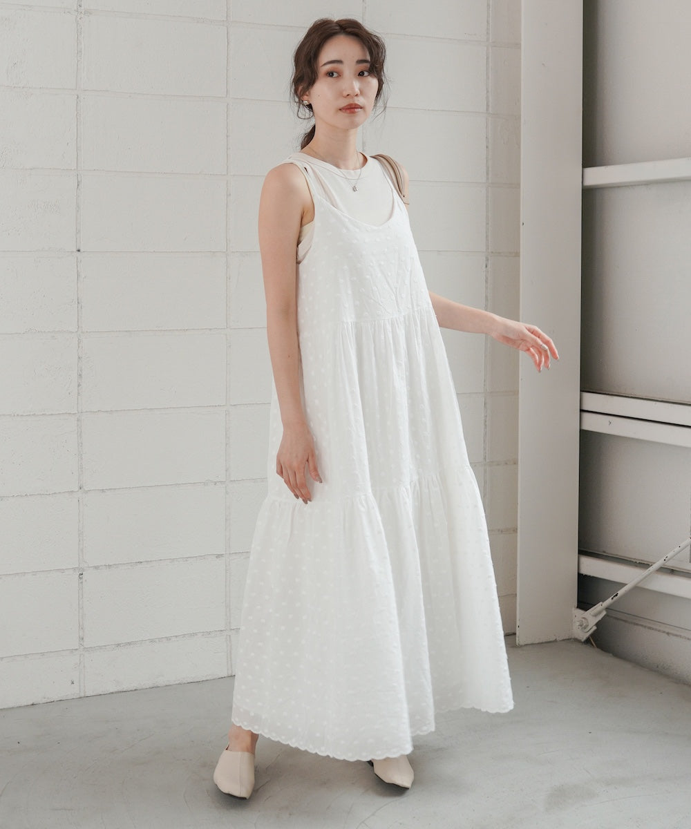 【30%OFF★11月26日9:59まで】Bab バブ ドットティアードキャミワンピース ワンピース レディース きれいめ おしゃれ 通勤 オフィス 20代 30代 40代 50代 60代