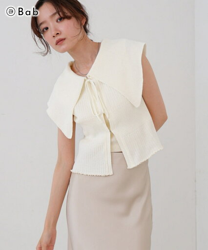 Bab バブ ビッグカラーサマーニットトップス トップス レディース Bab バブ ビッグカラーサマーニットトップス トップス レディース