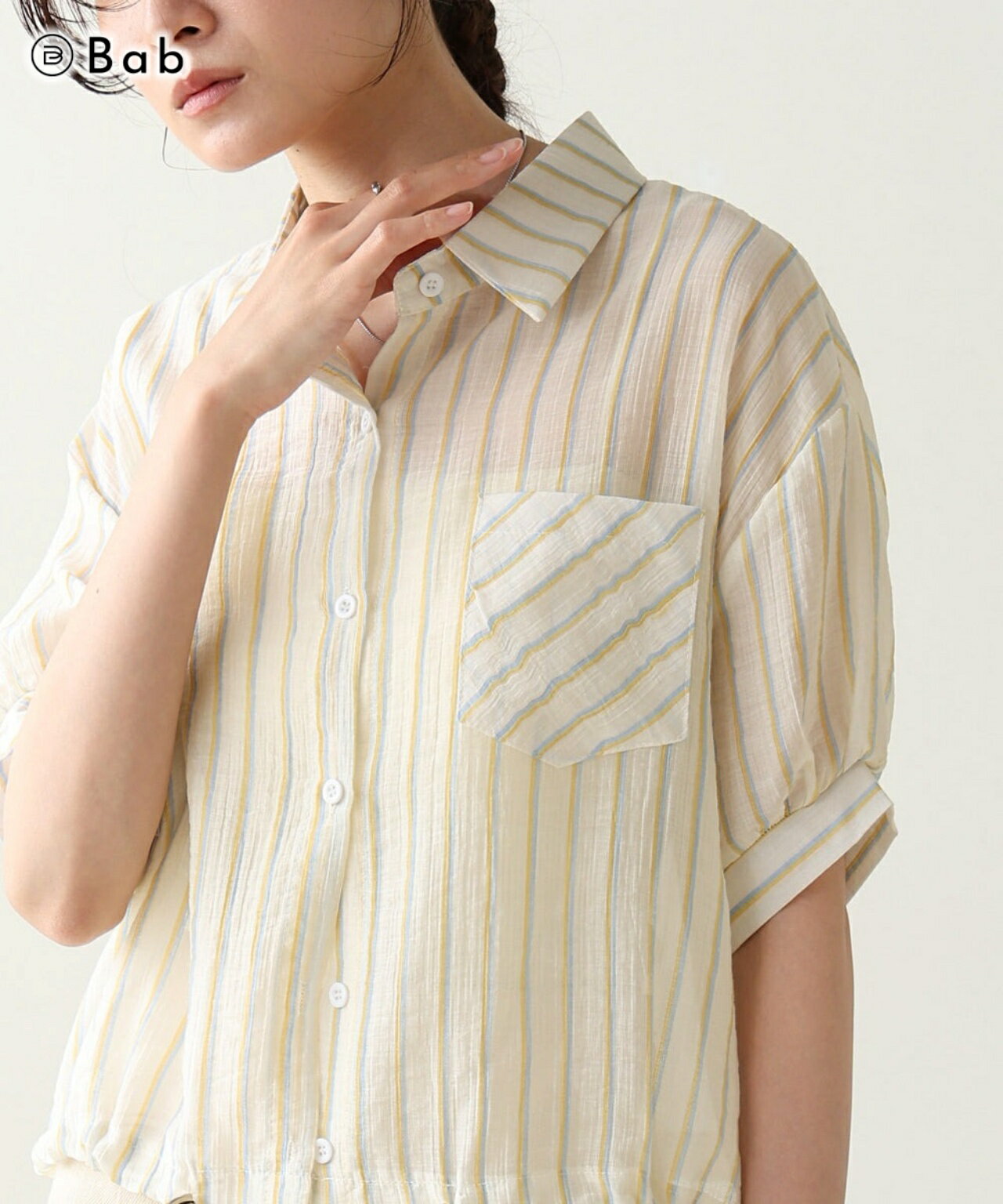 【40%OFF★11月26日9:59まで】Bab バブ ストライプドロストシャツ アウター レディース きれいめ おしゃれ 通勤 オフィス 20代 30代 40代 50代 60代