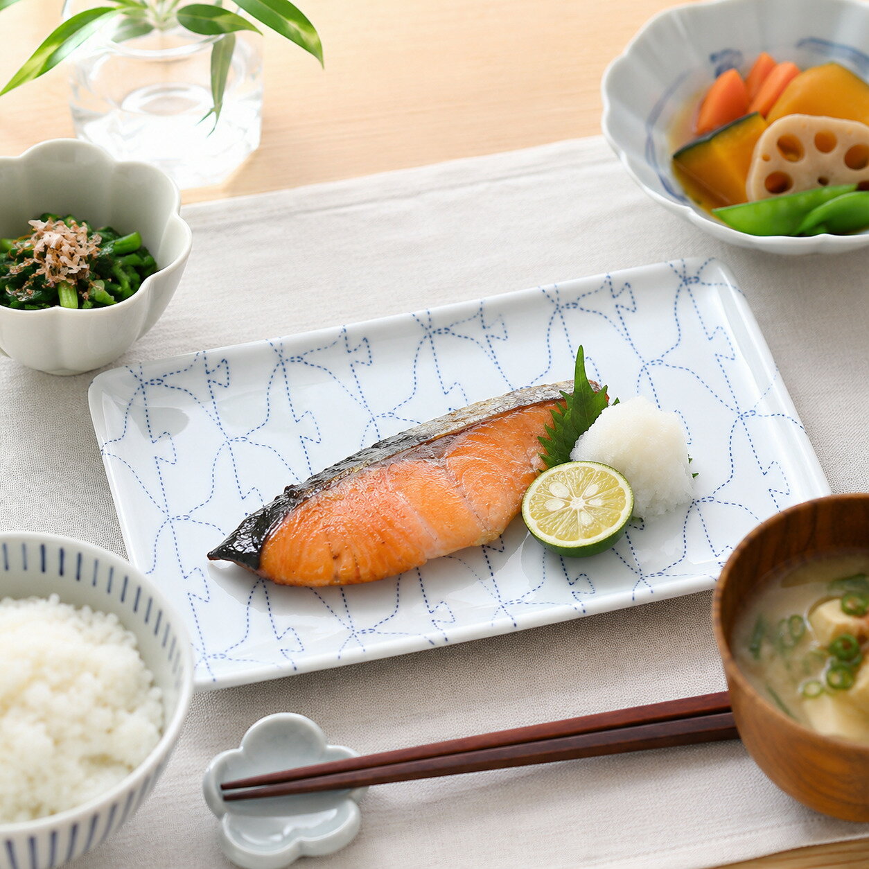 Square Plates - 波佐見焼 swatch 長角皿 ステッチ 23.5×14cm 角皿 焼物皿 焼き魚皿 おかず皿 プレート 北欧風 和食器