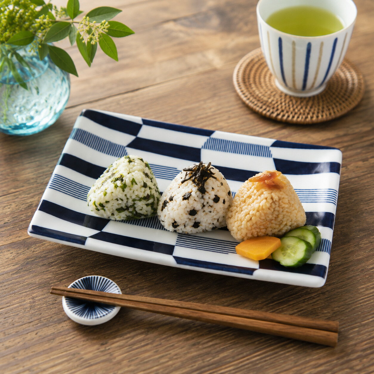 Tea Plates - 波佐見焼 swatch 長角皿 ジギー 23.5×14cm 角皿 焼物皿 焼き魚皿 おかず皿 プレート 幾何学模様