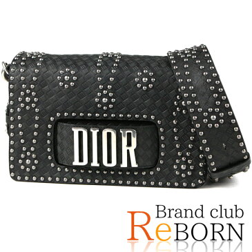 【ただいまSALE価格!】【良品】【A+ランク】クリスチャン ディオール/Christian Dior EVOLUTION スタッズ ショルダーバッグ カーフレザー×スタッズ ブラック×アンティークシルバー金具 M8000【中古】【全品鑑定済】【安心保証】
