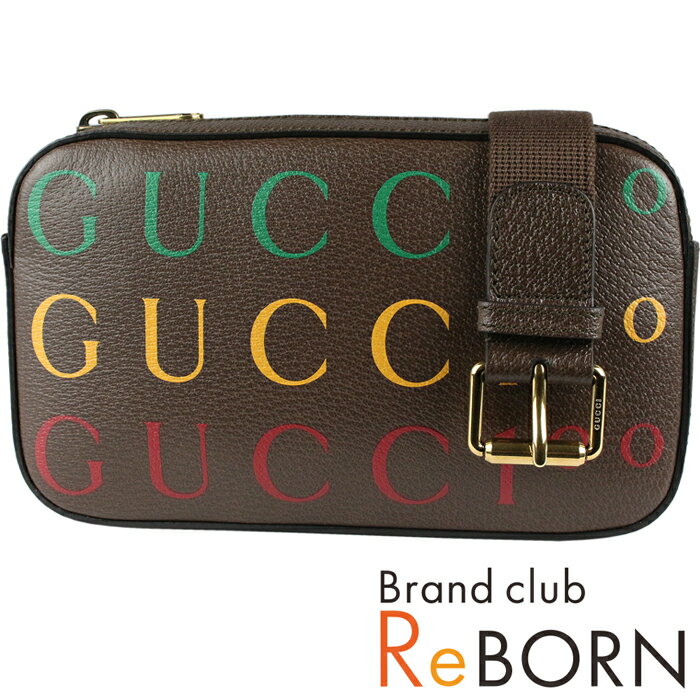 【Web限定 特別価格】【未使用品】グッチ/GUCCI　100周年記念 ロゴ ボディバッグ バムバッグ ベルトバッグ ウエストバッグ　カーフレザー　ブラウン×マルチカラー　602695【安心保証付】【鑑定済】