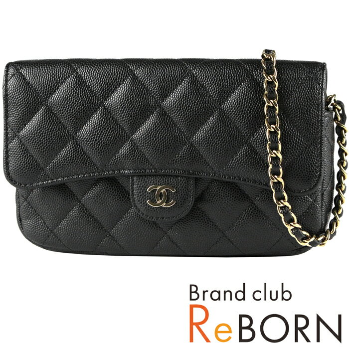 【新品同様品 - ほぼ新品】シャネル/CHANEL　マトラッセ フラップ フォン ケース（チェーンウォレット/チェーンショルダーバッグ）　グレインド カーフスキン/キャビアスキン　ブラック　AP2096【安心保証付】【鑑定済】【中古】のサムネイル