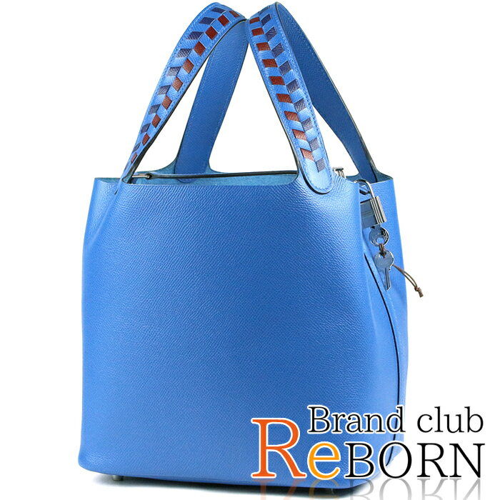 【未使用品】エルメス/HERMES　ピコタン ロックMM 22 トレサージュ（ハンドバッグ）　エプソン　ブルーゼリージュ×シルバー金具　D刻印（2019年製）【全品鑑定済】【安心保証】のサムネイル