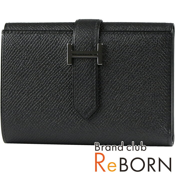 【新品同様品 - ほぼ新品】HERMES/エルメス　ベアン コンビネ（コンパクト ウォレット/三つ折財布）　エプソン　ブラック×シルバー金具　Z刻印（2021年製）【安心保証付】【鑑定済】【中古】のサムネイル