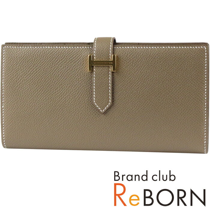【美品 - 大変綺麗】エルメス/HERMES　ベアン スフレ（二つ折長財布）　エプソン　エトゥープ/エトープ×ゴールド金具　D刻印【安心保証付】【鑑定済】【中古】のサムネイル