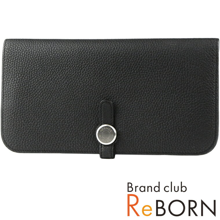 【大人気モデル】エルメス/HERMES　ドゴン ロング（二つ折長財布）　トゴ　ブラック×マットシルバー金具　T刻印【中古】のサムネイル