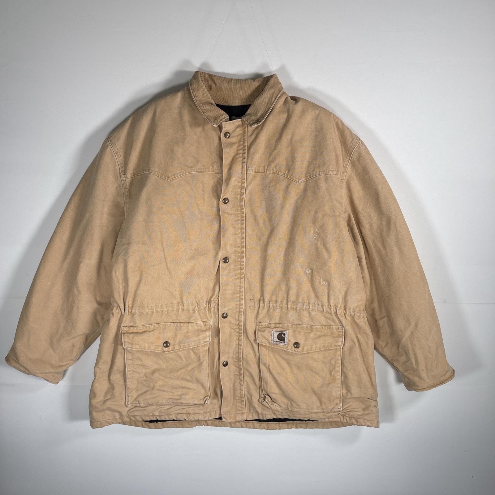 古着 カーハート Carhartt カバーオール ダックジャケット 襟コーデュロイ キルティングライナー ベージュ系 メンズ 【中古】