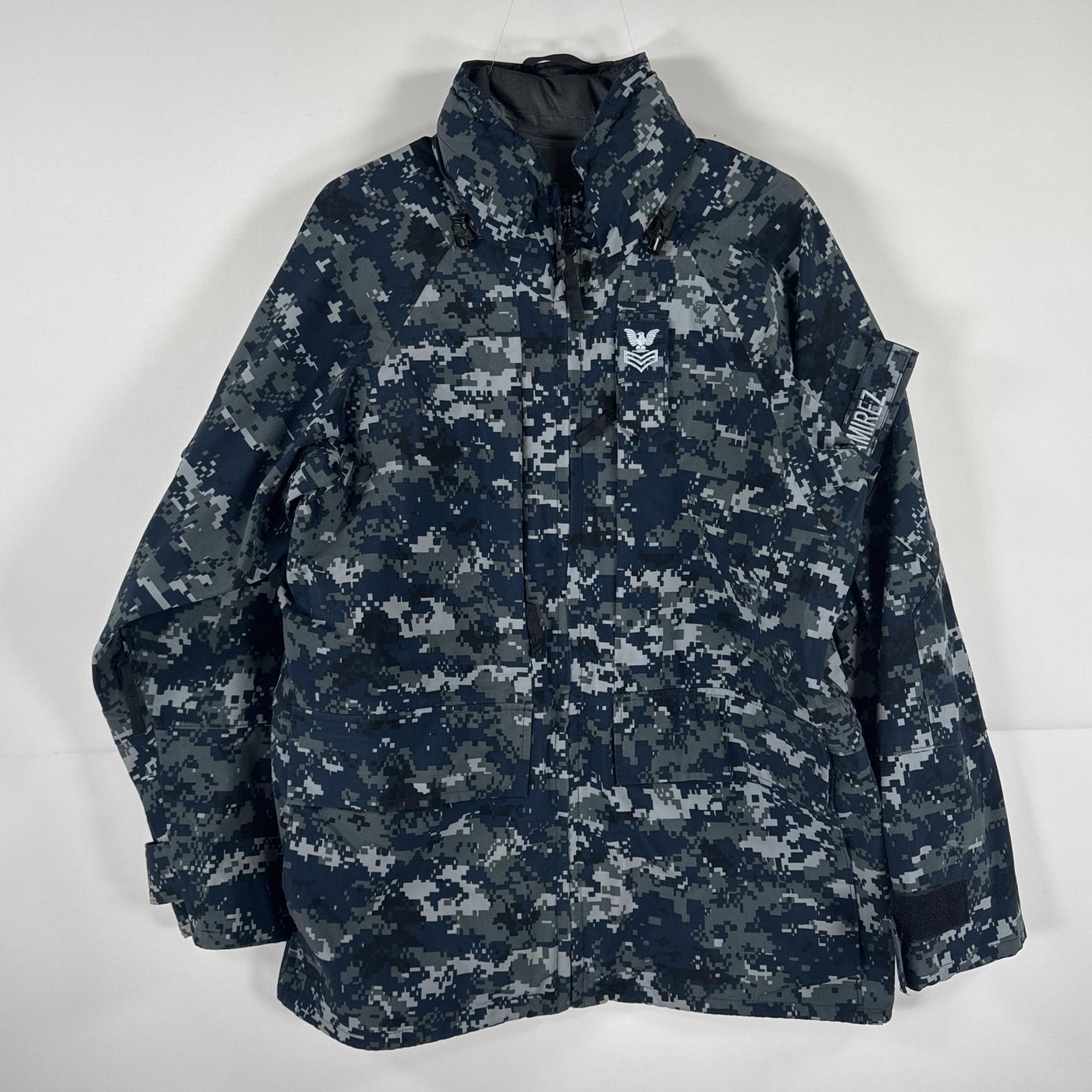 古着 ミリタリージャケット ECWCS GORE-TEX デジカモ ゴアテックスパーカー 米軍 実物 迷彩 ワッペン small short ネイビー メンズ 【..