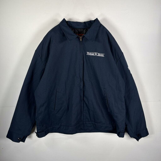 古着 レッドキャップ RED KAP ワークジャケット 中綿入り キルティングライナー 刺繍企業ロゴ XXL ネイビー メンズ 【中古】 古着 レッドキャップ RED KAP ワークジャケット 中綿入り キルティングライナー 刺繍企業ロゴ XXL ネイビー メンズ 【中古】