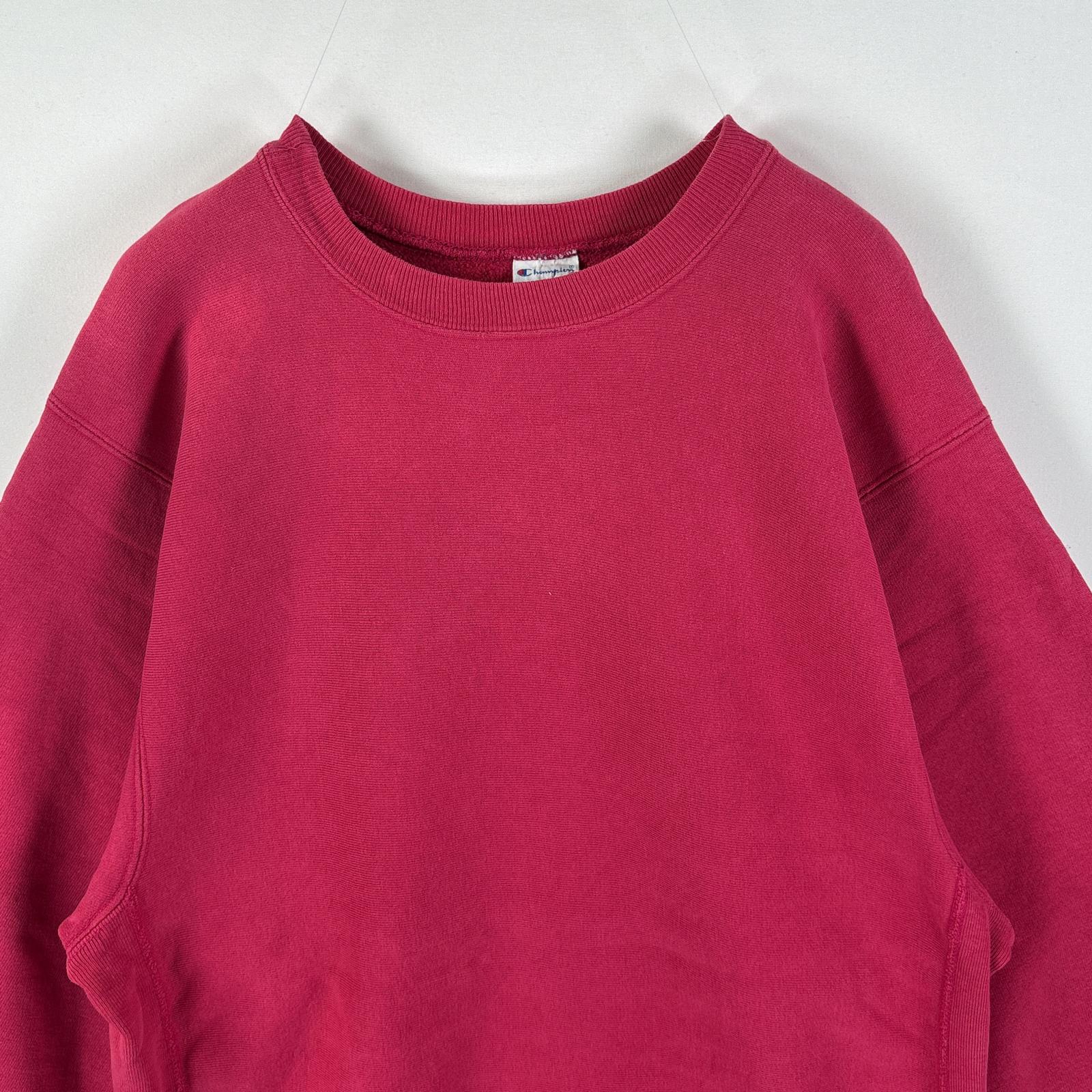 古着 90's/90年代 チャンピオン Champion USA製 スウェット リバースウィーブ 目なし クルーネック XXーLarge ピンク 無地 メンズ 【中古】
