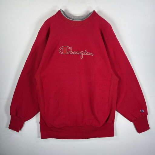 古着 90's/90年代 チャンピオン Champion USA製 スウェット リバースウィーブ 刺繍プリント 首二重リブ XL レッド メンズ 【中古】 古着 90's/90年代 チャンピオン Champion USA製 スウェット リバースウィーブ 刺繍プリント 首二重リブ XL レッド メンズ 【中古】