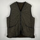古着 バブアー Barbour ノースリーブ ベスト キルティング 刺繍 フリース 中綿 オリーブ ユーロ ライナーベスト XL グリーン系 メンズ 【中古】