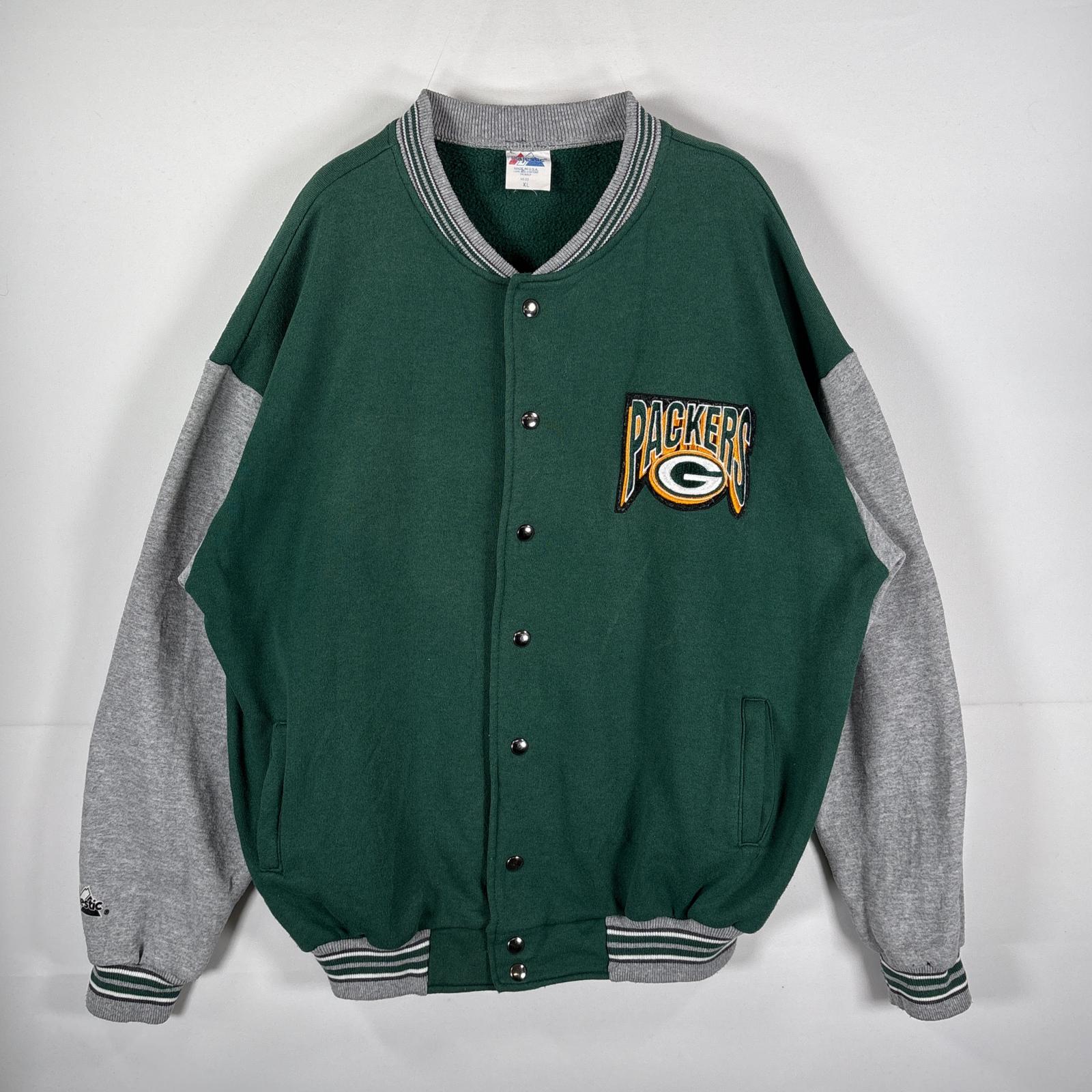古着 マジェスティック MAJESTIC USA製 スタジャン PACKERS ビッグワッペン ビッグサイズ XL グリーン メンズ 【中古】