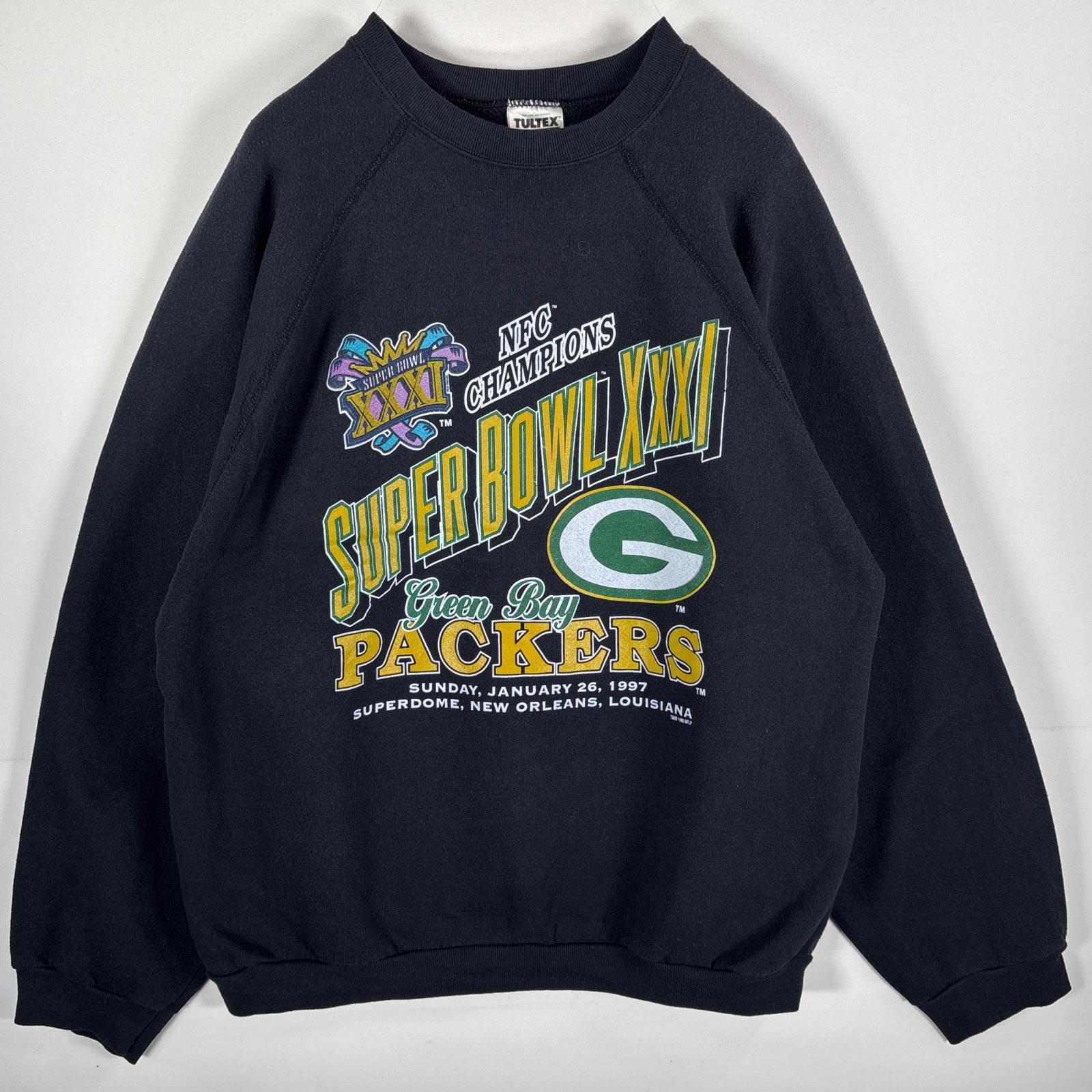 古着 90's/90年代 タルテックス TULTEX USA製 スウェット ラグラン コピーライト グリーンベイパッカーズ XXXL ブラック メンズ 【中古】