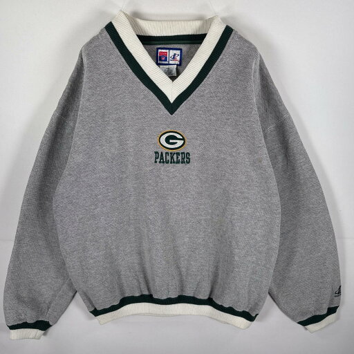 古着 エヌエフエル NFL スウェット Vネック チームロゴ 刺繍ロゴ グリーンベイパッカーズ XXL グレー メンズ 【中古】 古着 エヌエフエル NFL スウェット Vネック チームロゴ 刺繍ロゴ グリーンベイパッカーズ XXL グレー メンズ 【中古】