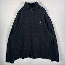古着 ポロ・ラルフローレン POLO RALPH LAUREN コットンニット ワンポイント刺繍ロゴ ハーフジップ ビッグサイズ XXL ブラック メンズ 【中古】(4)