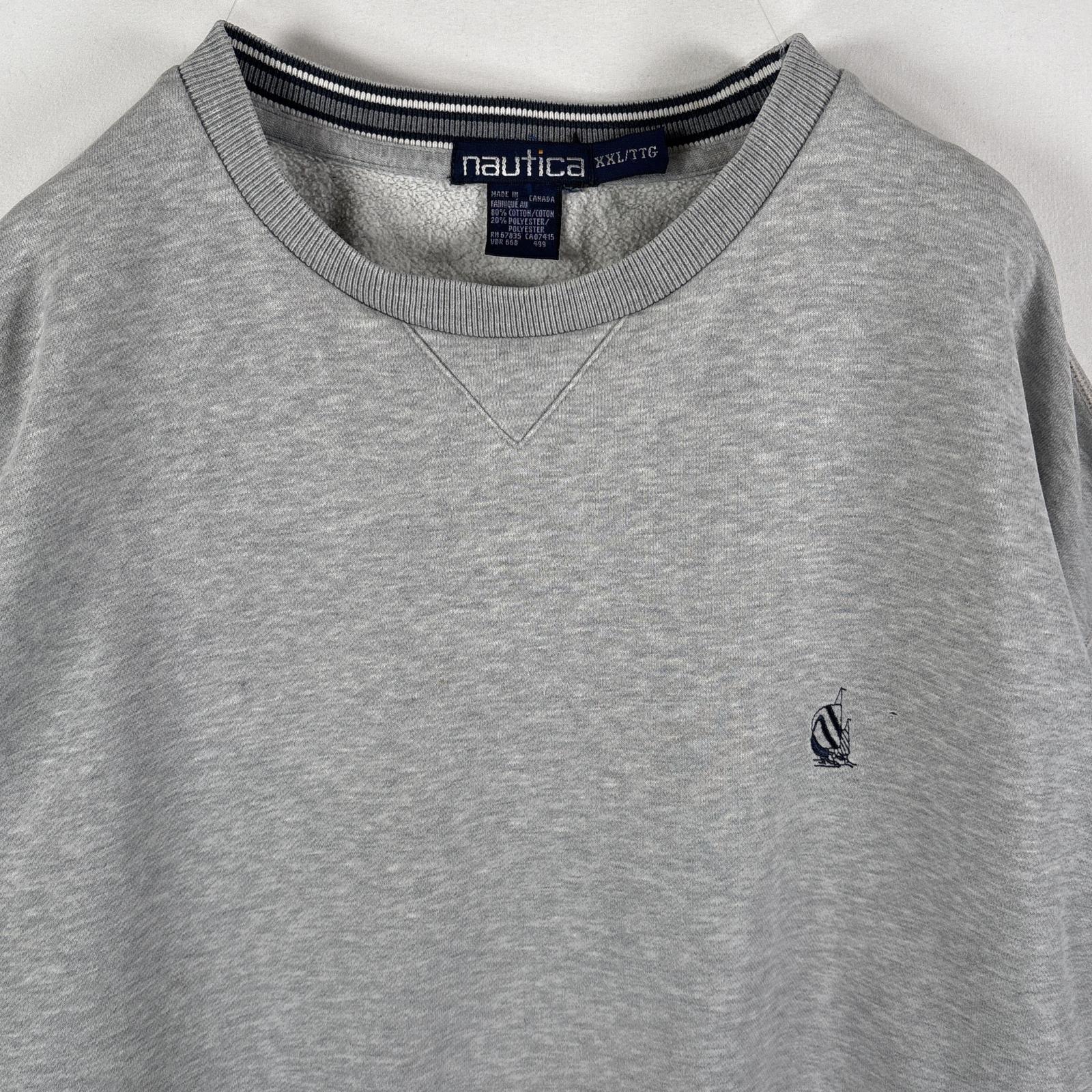 古着 90's/90年代 ノーティカ NAUTICA スウェット ワンポイントロゴ刺繍 前Vガゼット ビッグサイズ XXL グレー メンズ 【中古】