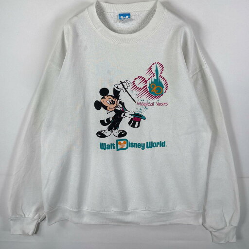 古着 80's/80年代 ヴィンテージ ディズニー Disney USA製 スウェット ミッキーマウス 20Magical Years XL ホワイト メンズ 【中古】 古着 80's/80年代 ヴィンテージ ディズニー Disney USA製 スウェット ミッキーマウス 20Magical Years XL ホワイト メンズ 【中古】