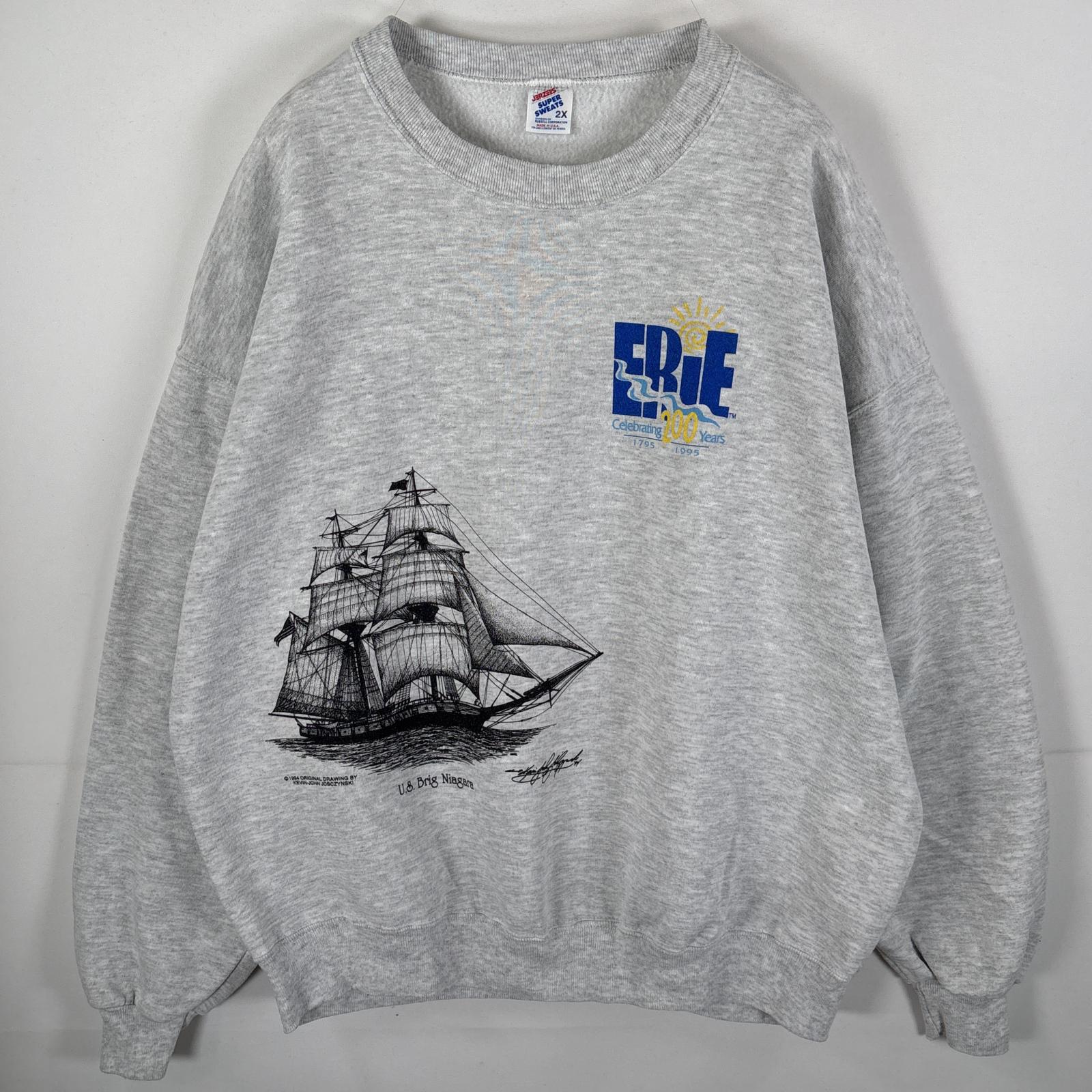 古着 90's/90年代 ジャージーズ Jerzees USA製 スウェット コピーライト ヨット ラバープリント クルー..