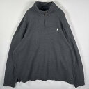 古着 ポロ・ラルフローレン POLO RALPH LAUREN コットンニット ハーフジップ ワンポイント刺繍ロゴ ESTATE RIB XXL グレー メンズ 【中古】(4)