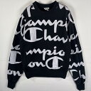 古着 チャンピオン Champion スウェット リバースウィーブ 復刻 総柄 ヘビーウェイト SMALL(JPN L) ブラック ホワイト ツートン メンズ ...