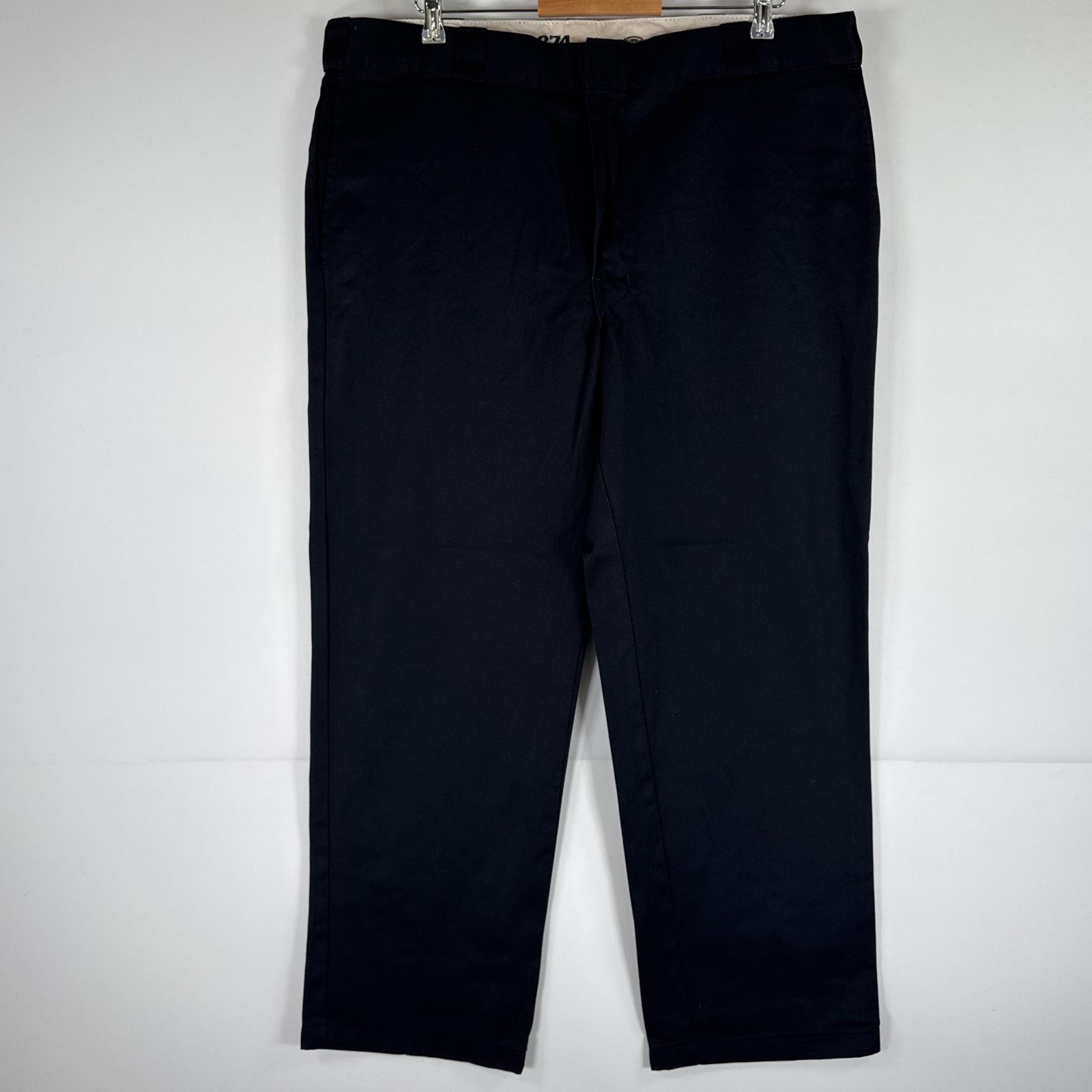 古着 ディッキーズ Dickies ワークパンツ ストレート 作業着 大きいサイズ 874 オリジナルフィット ワンポイント w42 L30 ブラック メンズ 【中古】