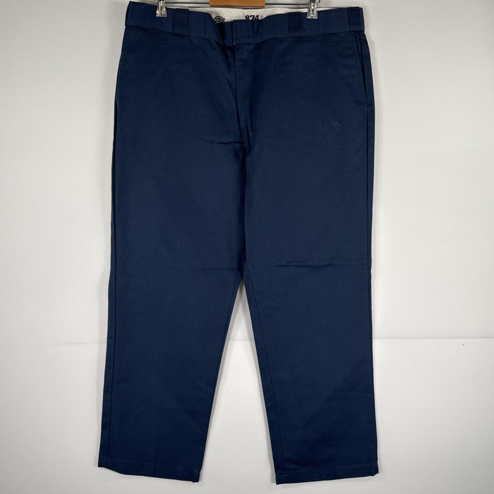 古着 ディッキーズ Dickies ワークパンツ ストレート 作業着 大きいサイズ 874 オリジナルフィット ワンポイント w42 L30 ネイビー メンズ 【中古】
