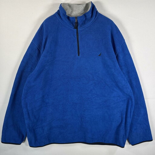 古着 ノーティカ NAUTICA フリースジャケット ハーフジップ ワンポイントロゴ刺繍 ビッグサイズ XXXL ブルー ブラック メンズ 【中古】 古着 ノーティカ NAUTICA フリースジャケット ハーフジップ ワンポイントロゴ刺繍 ビッグサイズ XXXL ブルー ブラック メンズ 【中古】