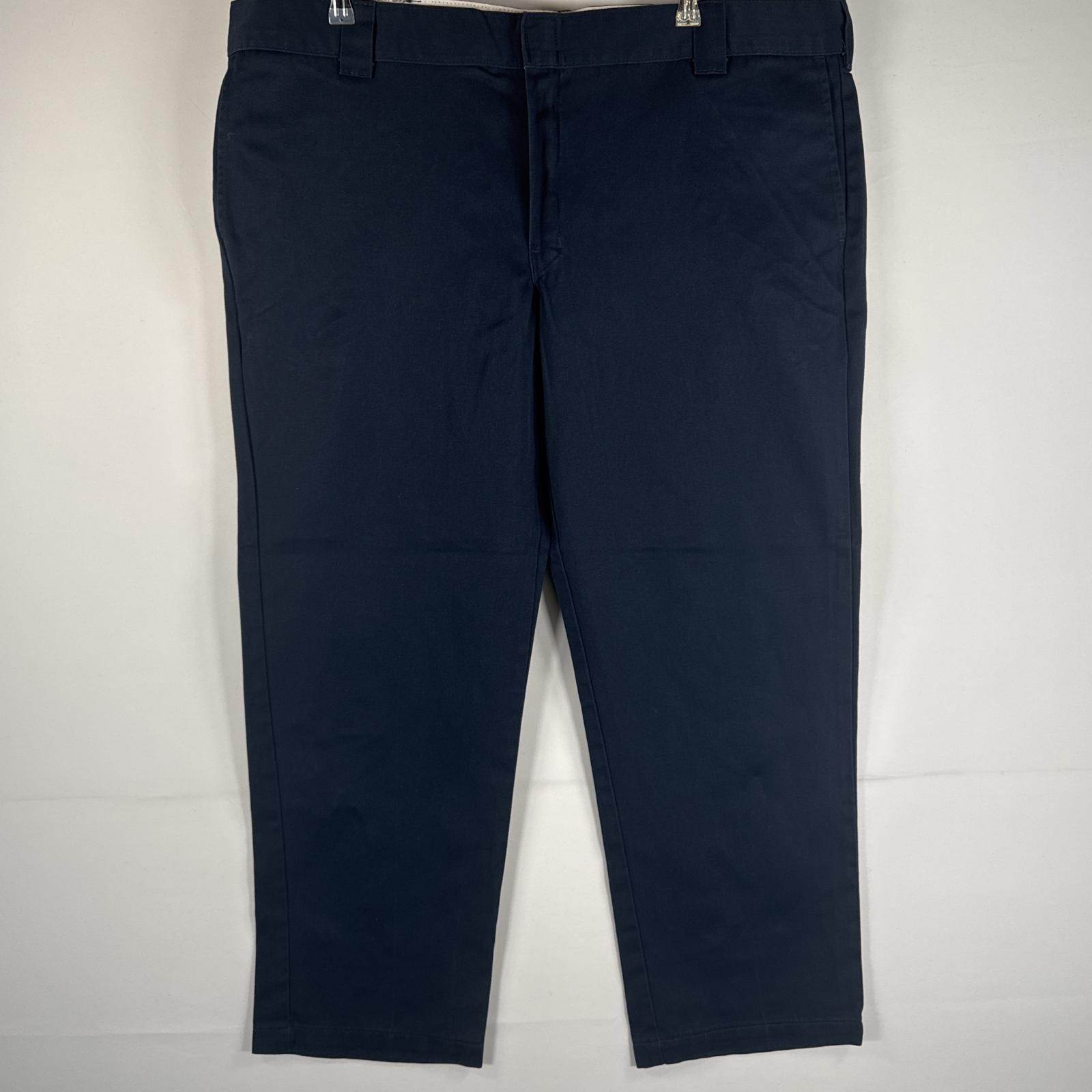 古着 ディッキーズ Dickies ワークパンツ ストレート 作業着 大きいサイズ ワンポイント 刺繍 w44 L30 ネイビー メンズ 【中古】