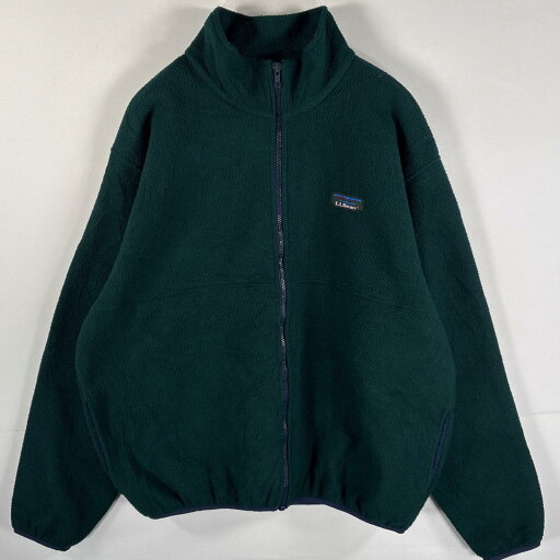 古着 90's/90年代 エルエルビーン L.L.Bean フリースジャケット ワンポイントロゴ フルジップ サイドポケット Large グリーン メンズ 【中古】 古着 90's/90年代 エルエルビーン L.L.Bean フリースジャケット ワンポイントロゴ フルジップ サイドポケット Large グリーン メンズ 【中古】