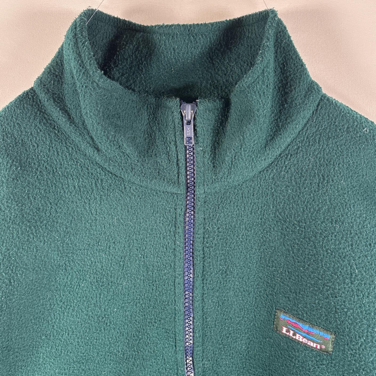 古着 90's/90年代 エルエルビーン L.L.Bean フリースジャケット ワンポイントロゴ フルジップ サイドポケット Large グリーン メンズ 【中古】