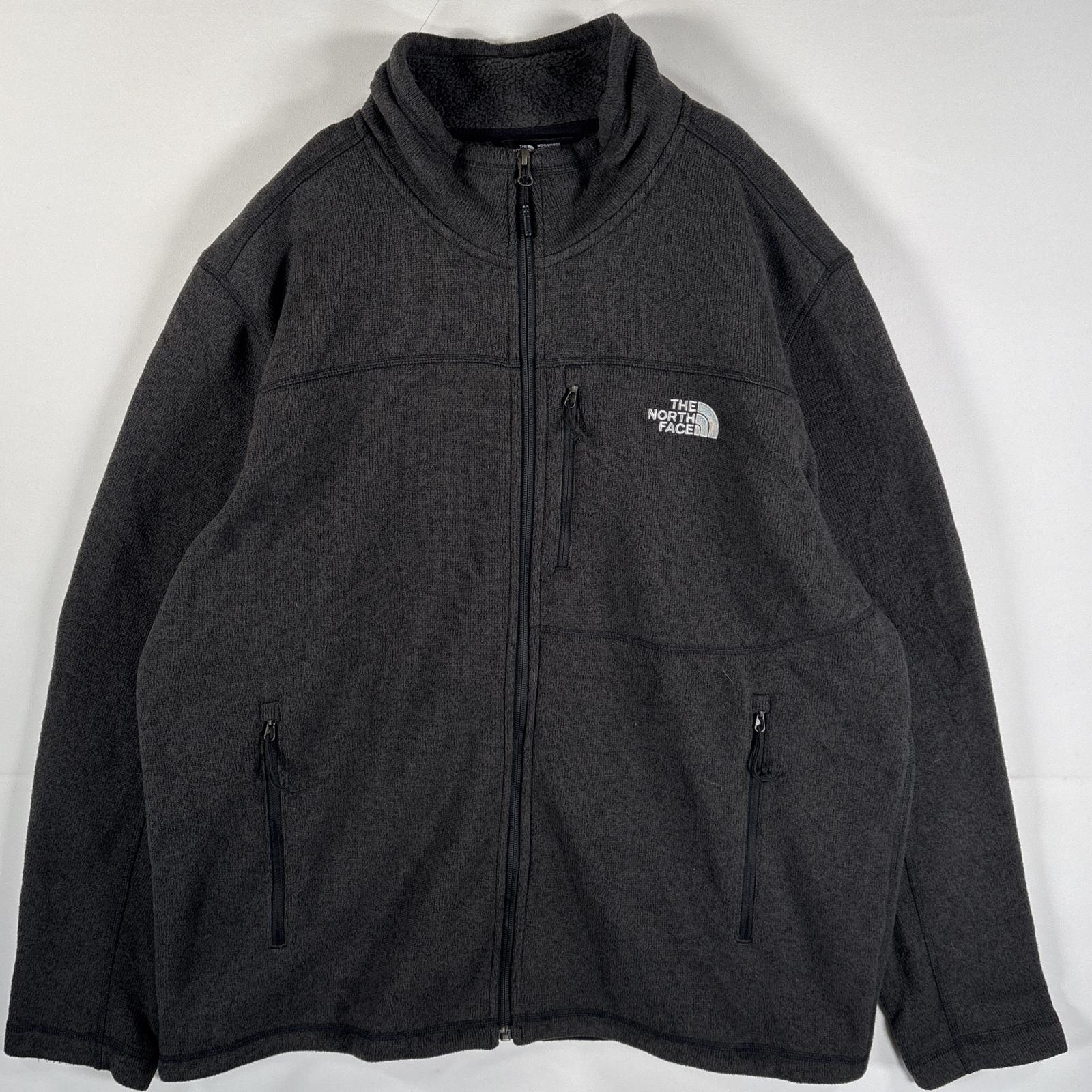 古着 ザ・ノースフェイス THE NORTH FACE フリースジャケット フルジップ 企業ロゴ刺繍 ビッグサイズ XXL ダークグレー メンズ 【中古】