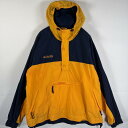 古着 コロンビア Columbia アノラックパーカー ビッグサイズ ハーフジップ ワンポイント刺繍ロゴ JPN 3L イエロー ネイビー メンズ 【中古】(4)