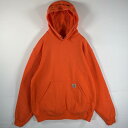 古着 カーハート Carhartt パーカー ワンポイントロゴ 袖プリント マフポケット フーディー M Regular オレンジ メンズ 【中古】(4)