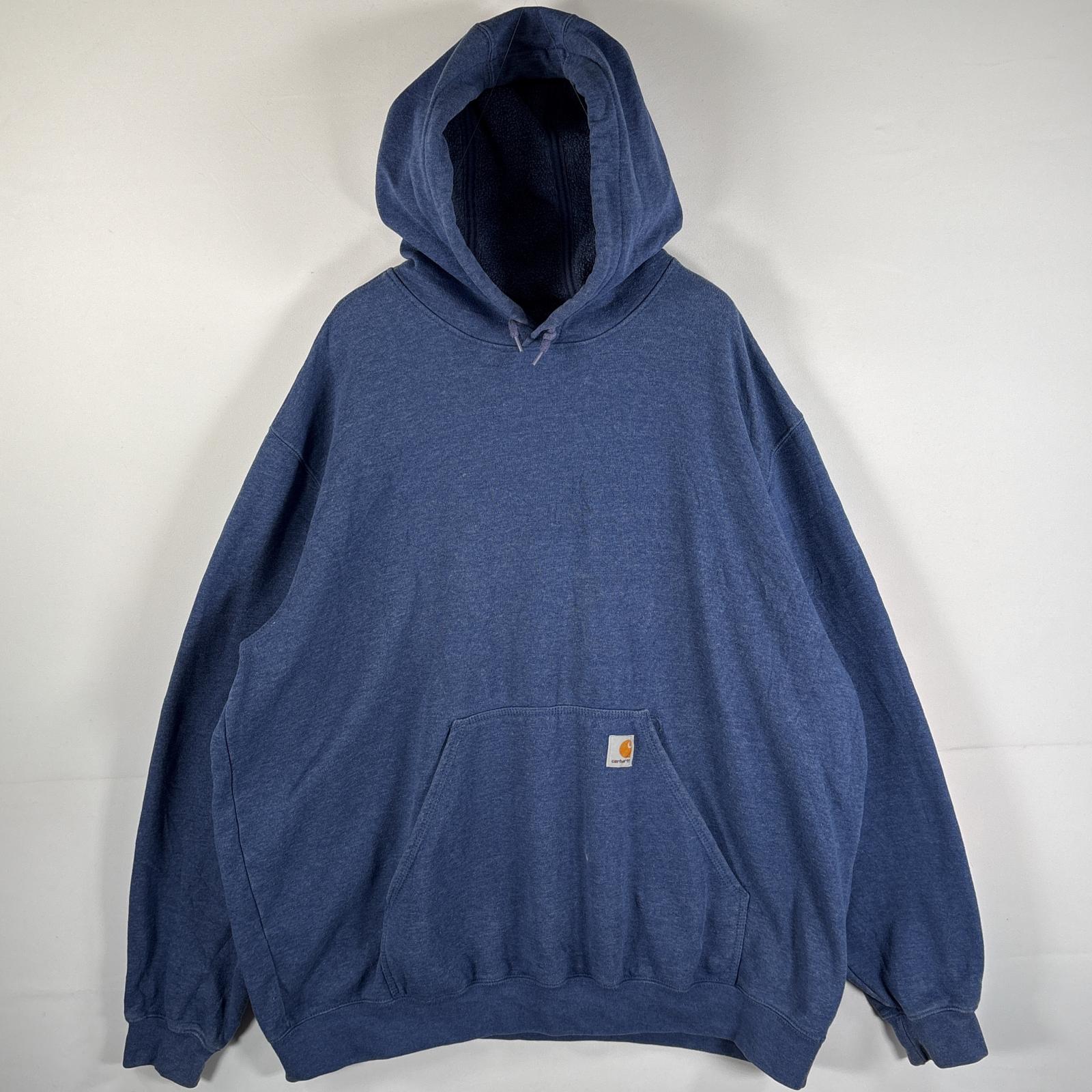 古着 カーハート Carhartt パーカー 大きいサイズ ワンポイントロゴ オリジナルフィット 袖ブランドロゴ マフポケット XXL ブルー系 メンズ 【中古】