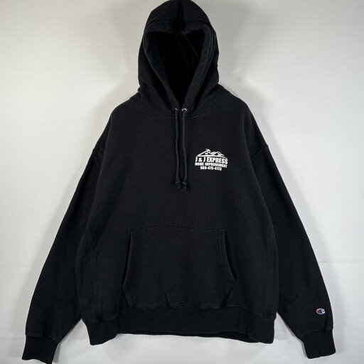 古着 チャンピオン Champion パーカー リバースウィーブ 復刻 フーディー 両面プリント マフポケット ワッペンロゴ XXL ブラック メンズ 【中古】 古着 チャンピオン Champion パーカー リバースウィーブ 復刻 フーディー 両面プリント マフポケット ワッペンロゴ XXL ブラック メンズ 【中古】