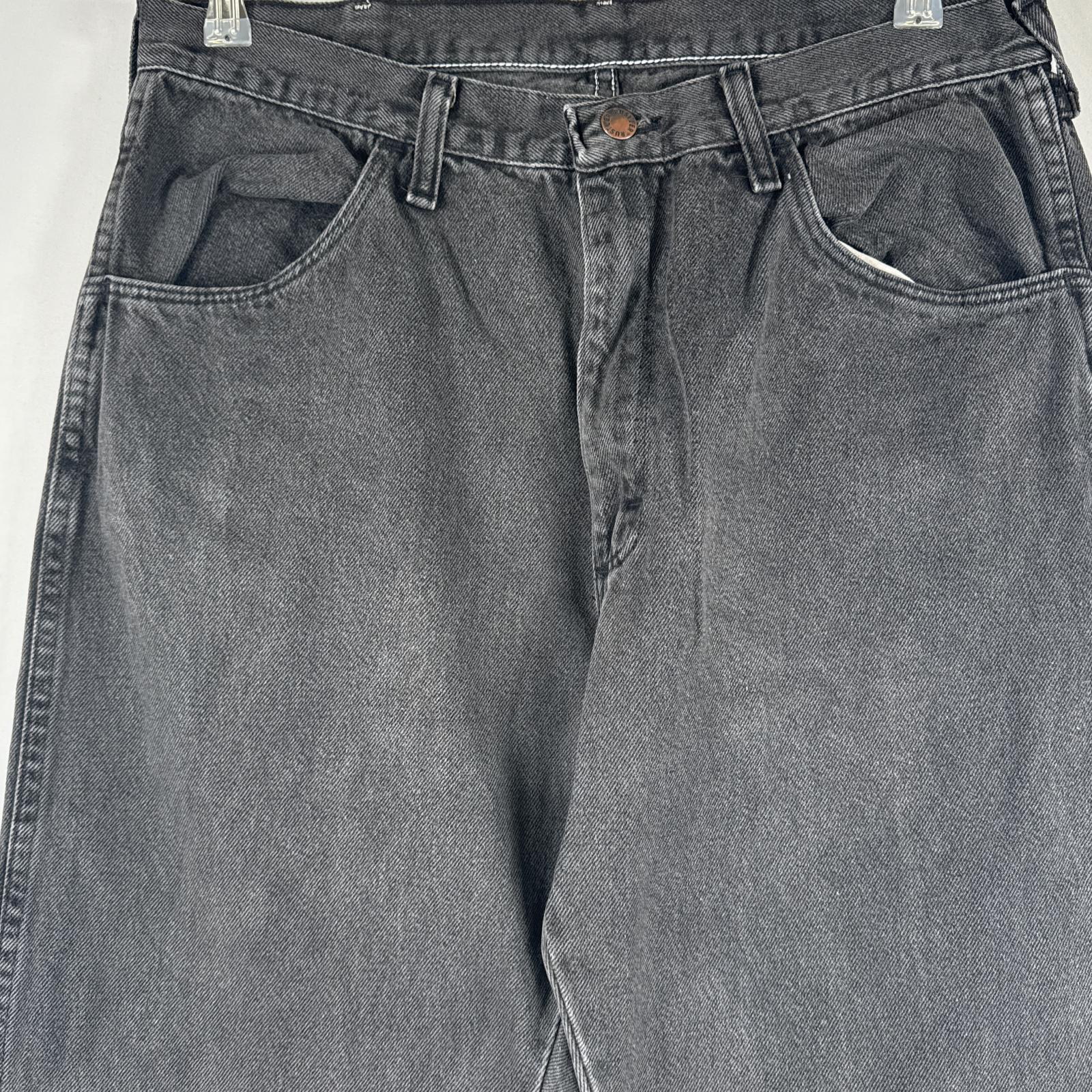 古着 ラスラー デニムパンツ ジーパン Gパン RUSTLER ストレート ワンポイント ロゴ 大きいサイズ w36 L30 ブラック メンズ 【中古】