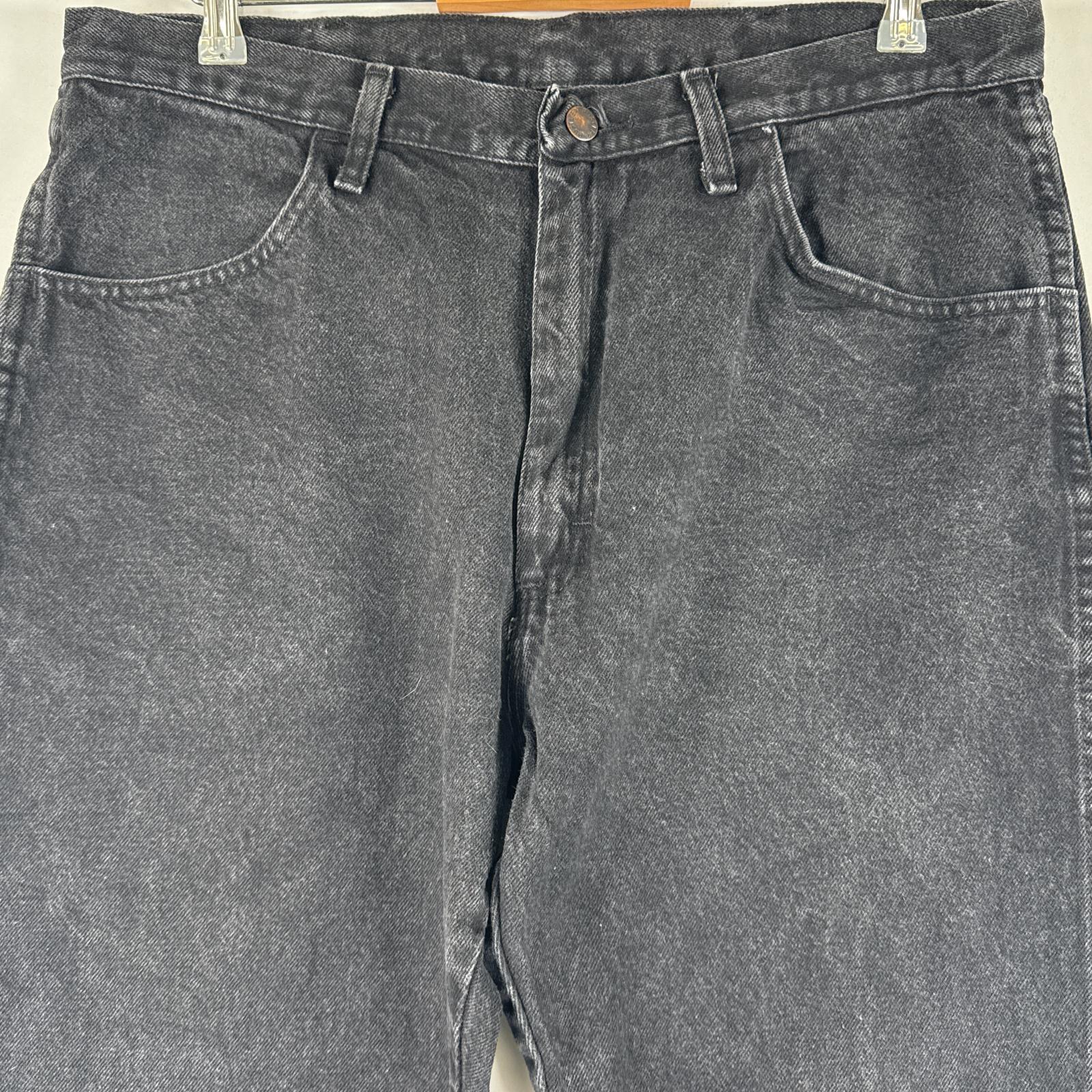 古着 ラスラー デニムパンツ ジーパン Gパン RUSTLER ストレート ワンポイント ロゴ 大きいサイズ w36 L32 ブラック メンズ 【中古】